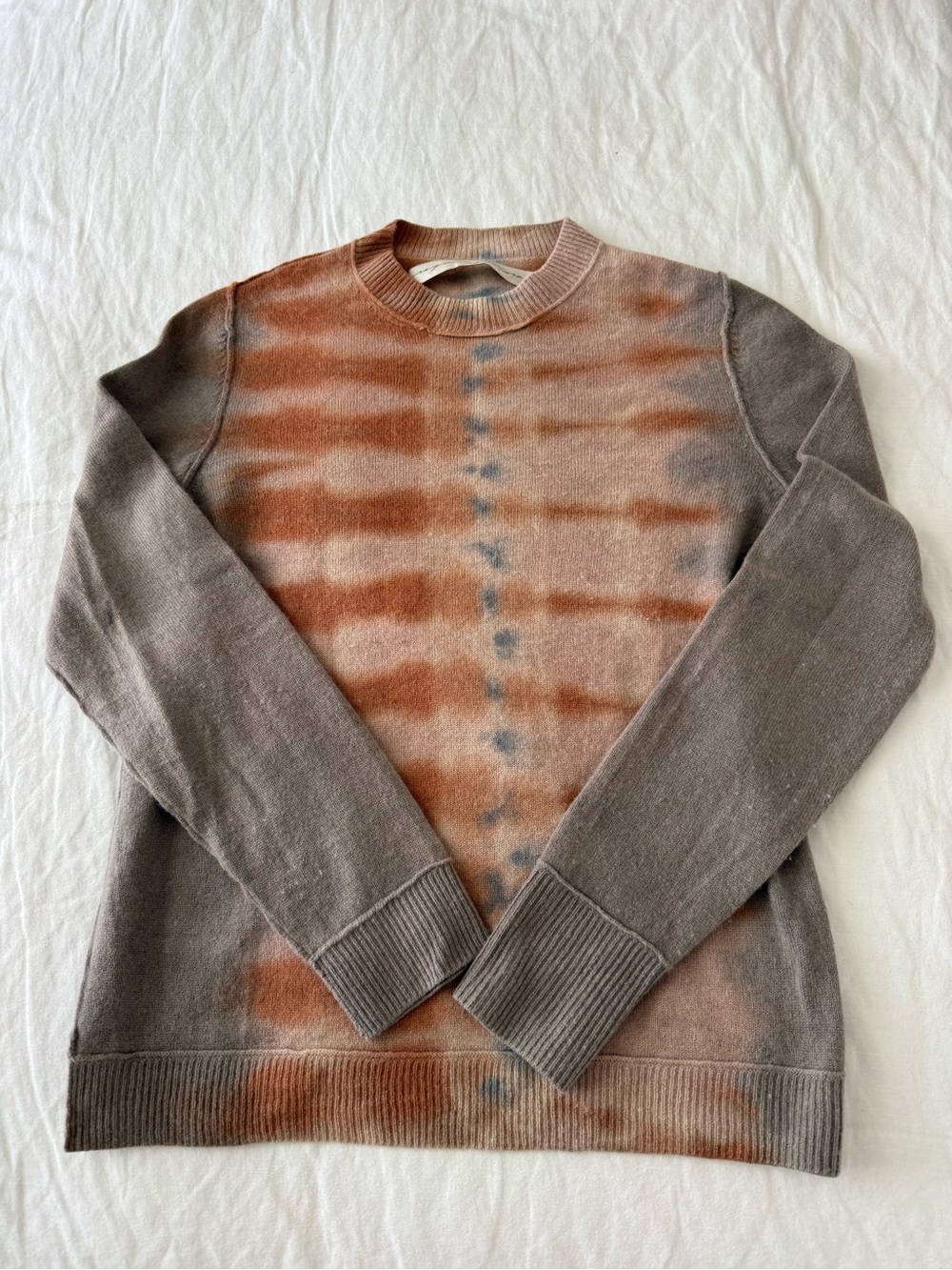 Raquel Allegra Women's Tie-Dye Crewneck Cashmere Sweater - Brown & Rust